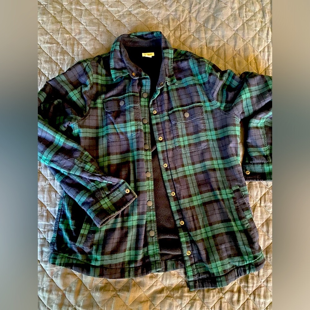 LLBean fleece lined flannel shacket